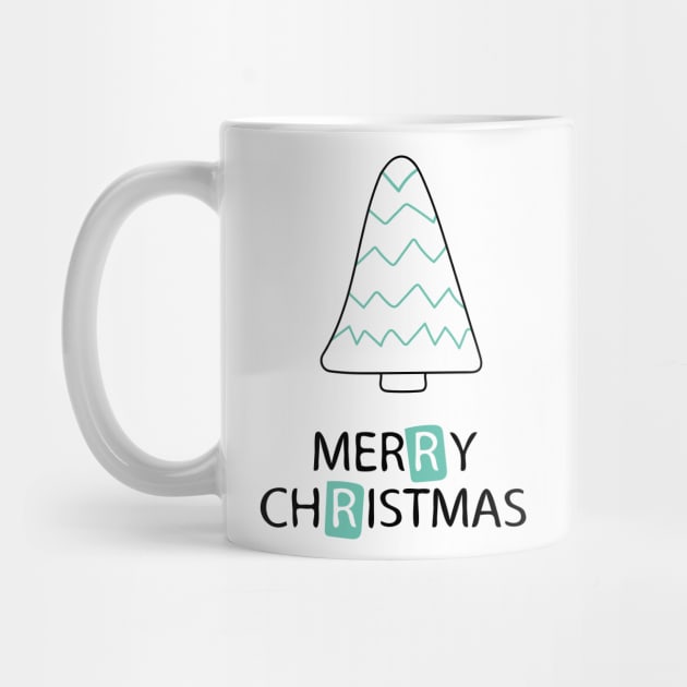 Hand drawn Christmas tree with a phrase Merry Christmas by Natali_Brill
